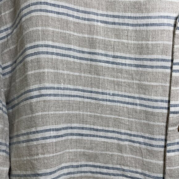 NWT Men's XXL Jos. A. Bank Striped Linen Button Down Short Sleeve Shirt - Picture 4 of 6